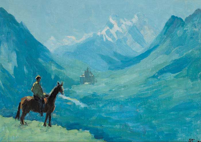 LANDSCAPE WITH MOUNTAINS AND HORSE, 1954 by Eileen Murray sold for 800 at Whyte's Auctions