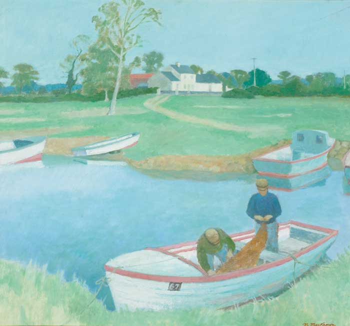 EEL FISHERS NEAR TOOME by Martin MacKeown sold for 400 at Whyte's Auctions
