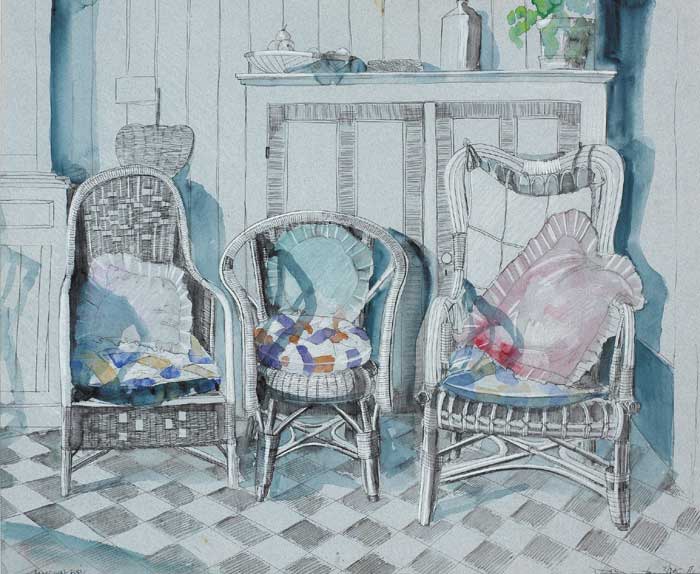 THREE CHAIRS ANNAGHMAKERRIG, 1984 by Philip Blythe sold for 270 at Whyte's Auctions