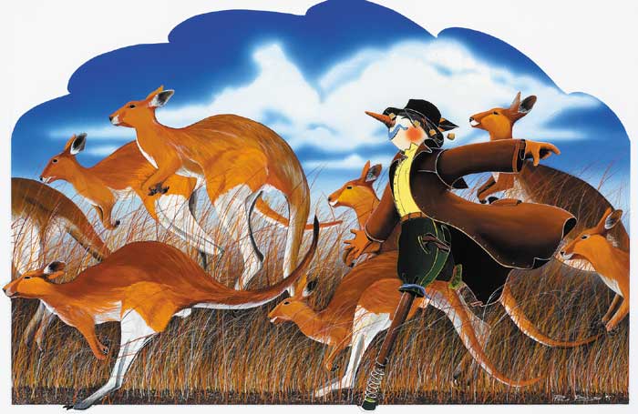 KANGAROOS AND HORATIO, 1995 by Philip Blythe sold for 120 at Whyte's Auctions