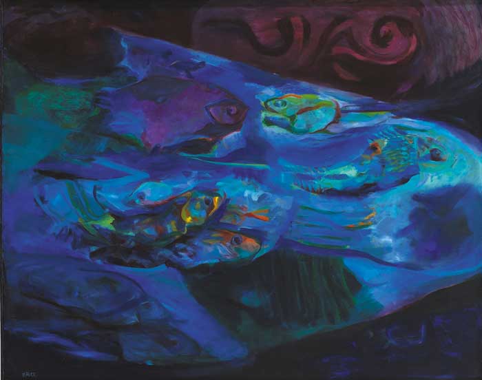 STRANGE DREAM (CARP IN A BLUE POOL) by Noreen Rice sold for 1,000 at Whyte's Auctions