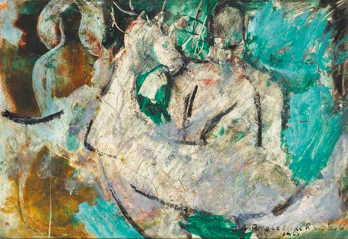 UNTITLED (ANIMALS AND FIGURES), 1961 by Deirdre Anita Puigcerver-Rumbold sold for 100 at Whyte's Auctions