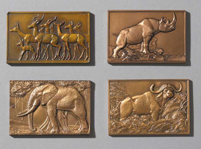 ANTELOPE, RHINOCERUS, ELEPHANT and BUFFALO, (SET OF FOUR) by Francois Thenot sold for 240 at Whyte's Auctions
