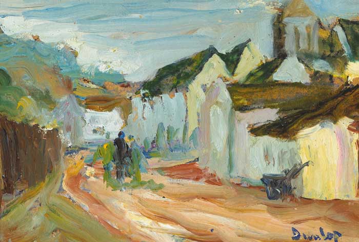 FIGURES ON A VILLAGE STREET by Ronald Ossory Dunlop sold for 600 at Whyte's Auctions