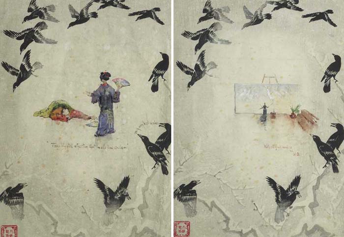TWO GREETING CARDS SENT TO SARAH PURSER, ONE A SKETCH OF SARAH PURSER, THE OTHER, A SCENE FROM THE MIKADO by Walter Frederick Osborne sold for 4,800 at Whyte's Auctions