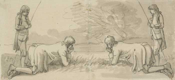 FOUR YOUTHS FISHING by Paul Sandby sold for 900 at Whyte's Auctions