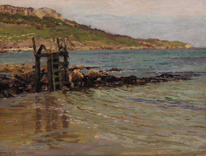 COASTAL SCENE FROM CARRAGEENAN DRYING RACK by William Henry Bartlett sold for 1,800 at Whyte's Auctions