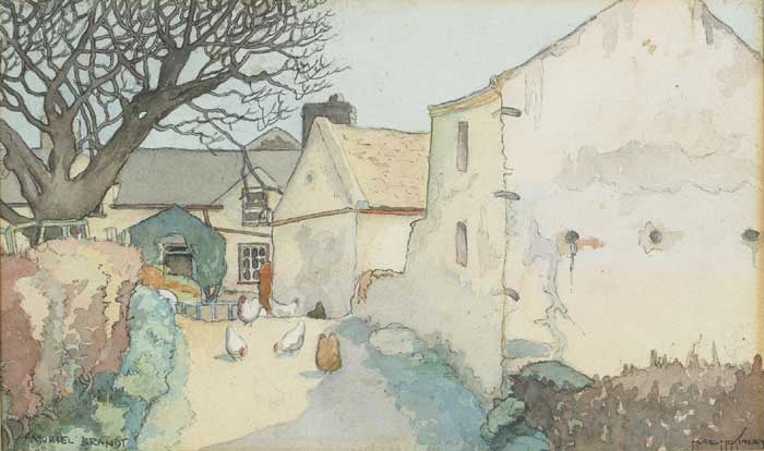 FARMHOUSE WITH CHICKENS FEEDING by Muriel Brandt sold for 650 at Whyte's Auctions