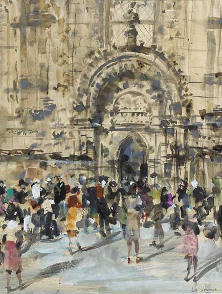 WEDDING GUESTS ARRIVING AT CHURCH by James le Jeune sold for 3,600 at Whyte's Auctions