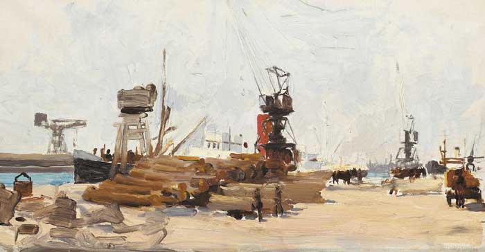 DUBLIN DOCKS by Dermod O'Brien sold for 1,700 at Whyte's Auctions