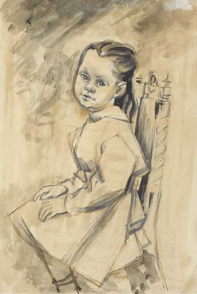 PORTRAIT OF RUTH BRANDT, THE ARTIST'S DAUGHTER, c.1942 by Muriel Brandt sold for 450 at Whyte's Auctions