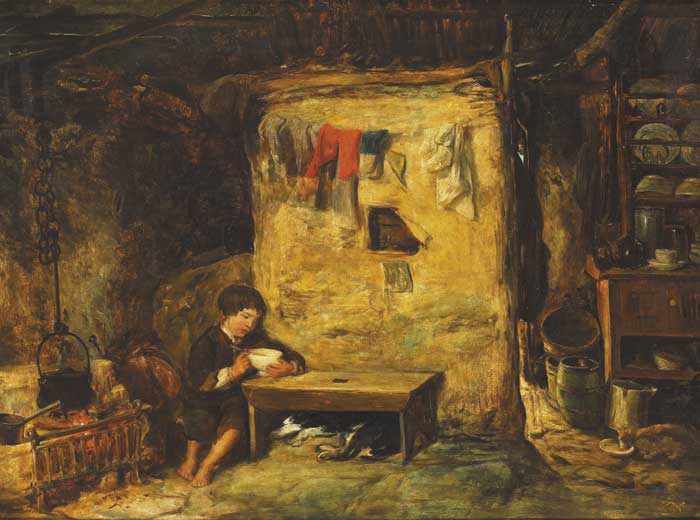COTTAGE INTERIOR WITH CHILD EATING by Erskine Nicol sold for 4,800 at Whyte's Auctions