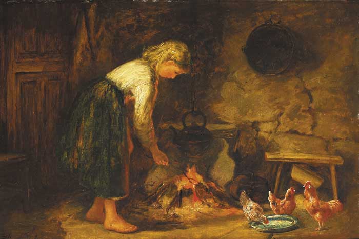FEEDING THE CHICKENS by Erskine Nicol sold for 3,800 at Whyte's Auctions