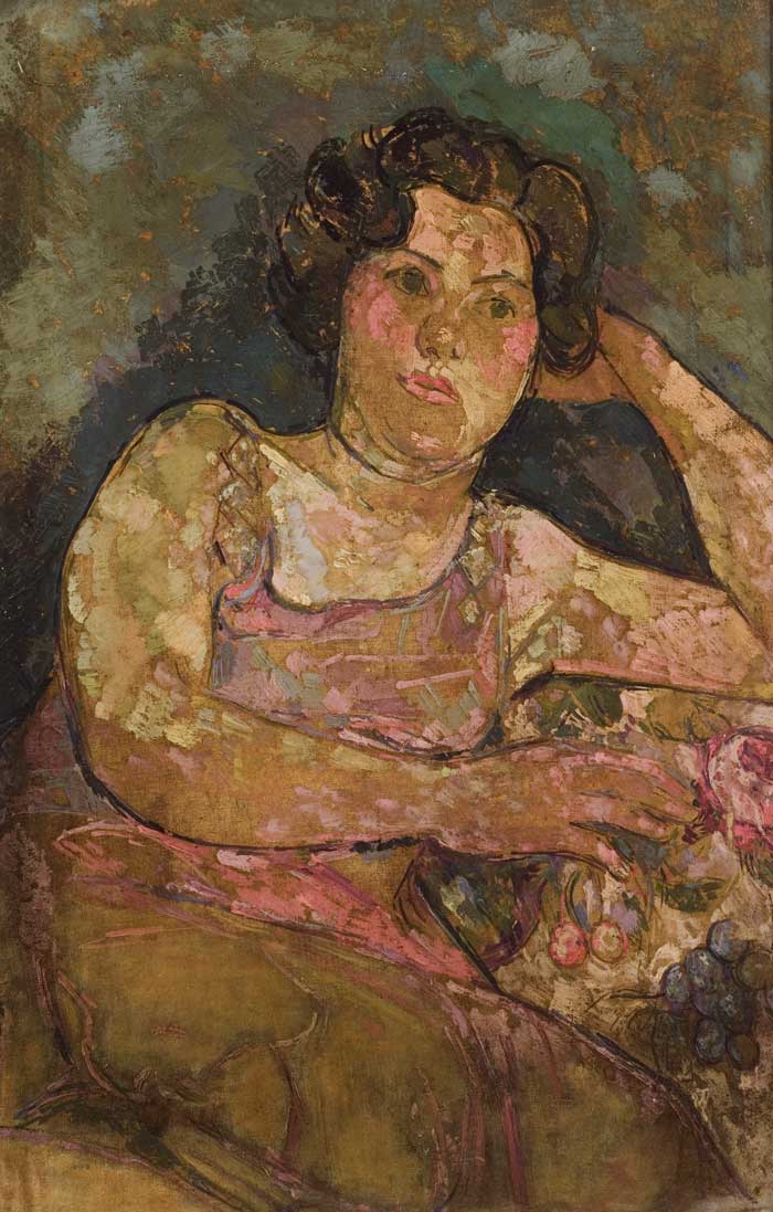 SELF PORTRAIT IN FLORAL DRESS, c.1940s by Stella Steyn sold for 1,500 at Whyte's Auctions