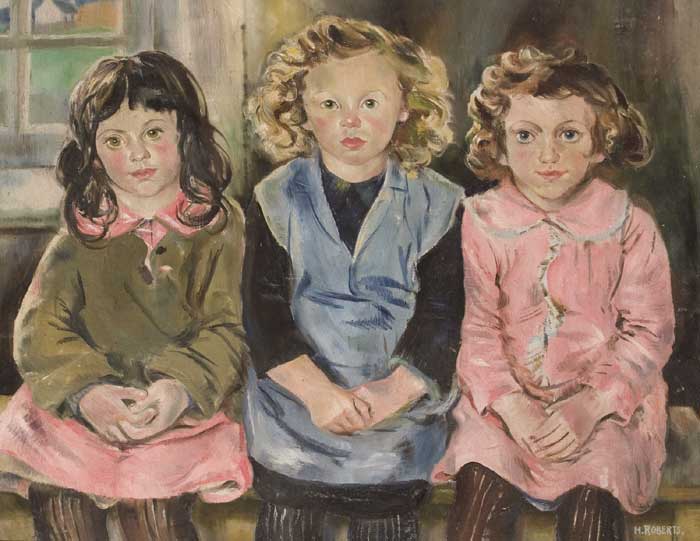 THREE ACHILL GIRLS by Hilda Roberts sold for 5,800 at Whyte's Auctions