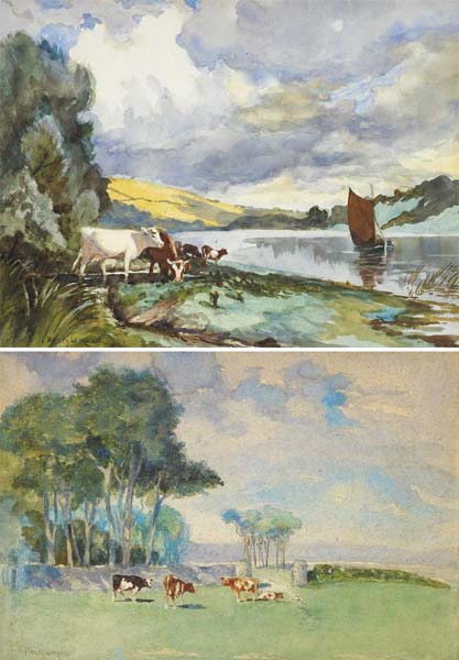 RIVER SLANEY; WEXFORD ON THE RIGHT, WATERFORD ON THE LEFT and SCENE ON THE HOWTH HEAD, DUBLIN, 1937 by Henry William Moss sold for 120 at Whyte's Auctions