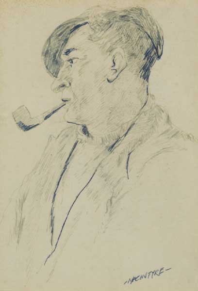 MAN WITH PIPE, 1941 by James MacIntyre sold for 200 at Whyte's Auctions
