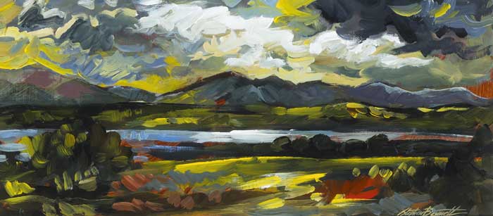 LATE EVENING, SLIEVEATOOEY, COUNTY DONEGAL by Stephen Bennett sold for 350 at Whyte's Auctions