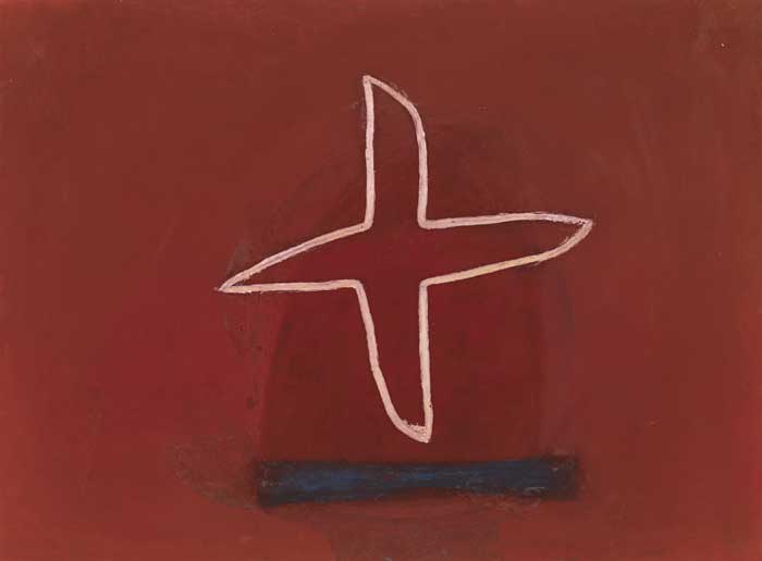 ABSTRACT CROSS ON RED GROUND, 1993 by Ivy Hill sold for 600 at Whyte's Auctions