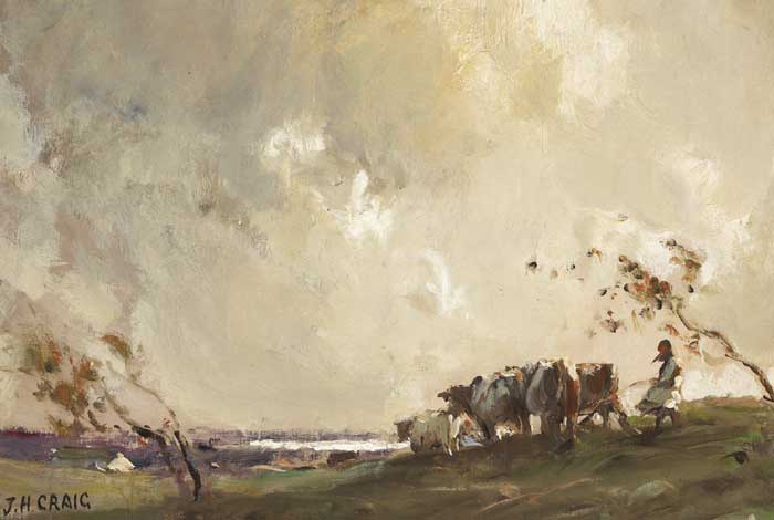 MILKING TIME, 1928 by James Humbert Craig sold for 11,500 at Whyte's Auctions