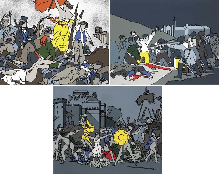 LIBERTY AT THE BARRICADES AFTER DELACROIX, THE THIRD OF MAY AFTER GOYA and THE RAPE OF THE SABINES AFTER DAVID, 1973 (SET OF THREE) by Robert Ballagh sold for 2,200 at Whyte's Auctions