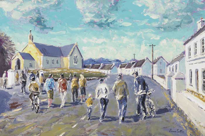 GOING TO MASS, ROUNDSTONE, COUNTY GALWAY by Ivan Sutton sold for 3,600 at Whyte's Auctions