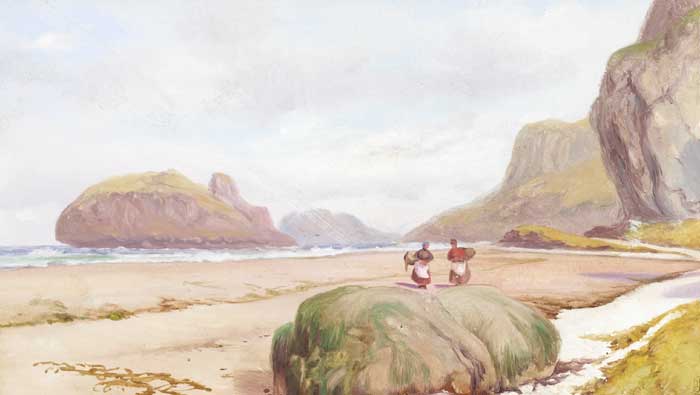 COCKLE PICKERS and MAN WITH CART ALONG THE SHORE (A PAIR) by James Mahony sold for 550 at Whyte's Auctions