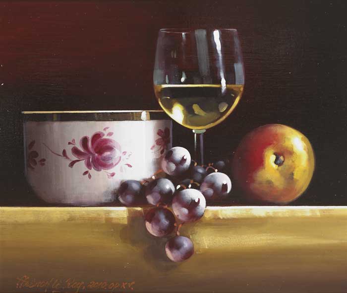 STILL LIFE WITH WINE GLASS by David Ffrench le Roy sold for 1,150 at Whyte's Auctions