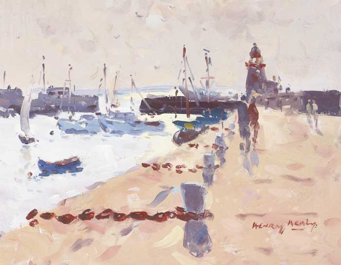 EAST PIER DUN LAOGHAIRE by Henry Healy sold for 1,400 at Whyte's Auctions
