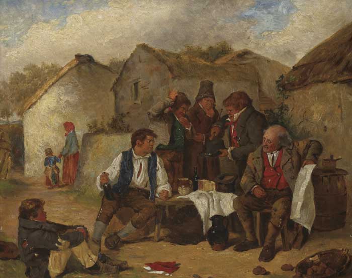 FIGURES IN A VILLAGE, 1860 by Erskine Nicol sold for 5,200 at Whyte's Auctions