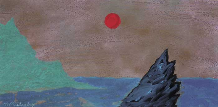 RED SUN AND SEASCAPE by Michael Mulcahy sold for 1,050 at Whyte's Auctions