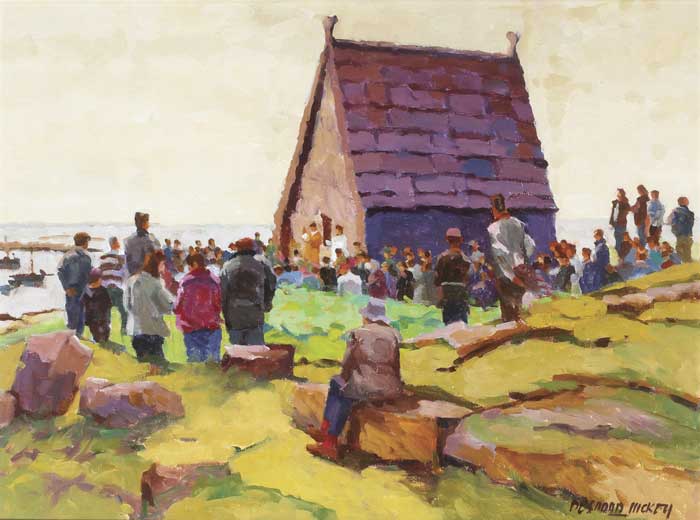 ST. MACDARA'S DAY, MACDARA'S ISLAND - OFF ROUNDSTONE, CONNEMARA by Desmond Hickey sold for 2,200 at Whyte's Auctions