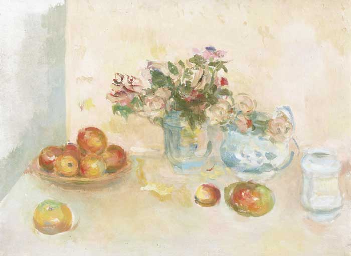 STILL LIFE OF MIXED ROSES WITH APPLES by Stella Steyn sold for 1,700 at Whyte's Auctions