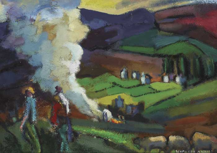 BONFIRE ON THE FEATHERBED MOUNTAIN by Michael O'Neill sold for 750 at Whyte's Auctions
