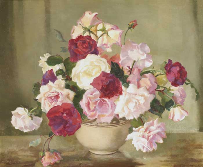 STILL LIFE WITH ROSES, c.1950 by Moyra Barry sold for 750 at Whyte's Auctions
