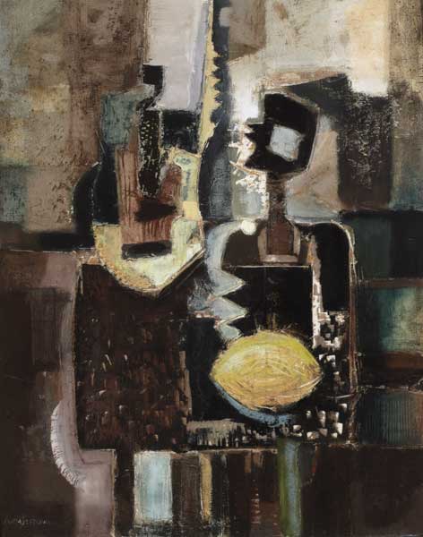 FIGURE WITH GUITAR AT TABLE by Arthur Armstrong sold for 3,600 at Whyte's Auctions