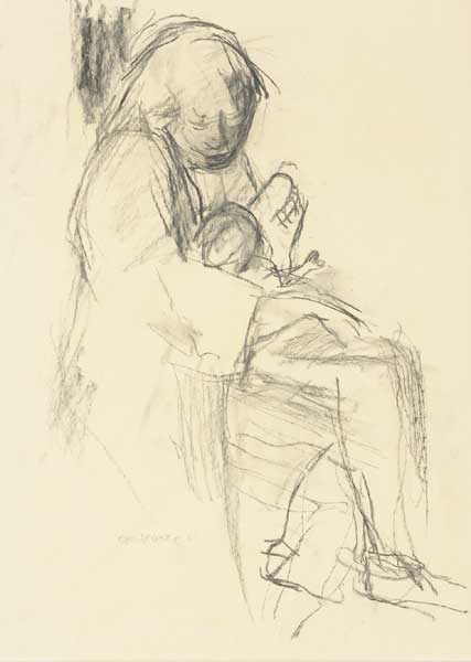 MORA FEEDING A CHILD, 1961 by Barrie Cooke HRHA (1931-2014) at Whyte's Auctions
