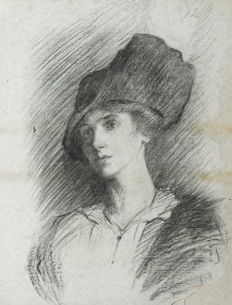PORTRAIT OF A LADY WITH A HAT by Sarah Henrietta Purser sold for 1,500 at Whyte's Auctions