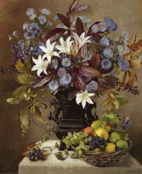 STILL LIFE WITH FRUIT AND FLOWERS, 1959 by Geraldine O'Brien sold for 2,600 at Whyte's Auctions