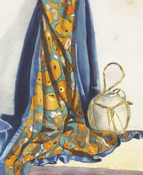 STILL LIFE WITH ORANGE-PATTERN CLOTH by John Luke sold for 2,300 at Whyte's Auctions