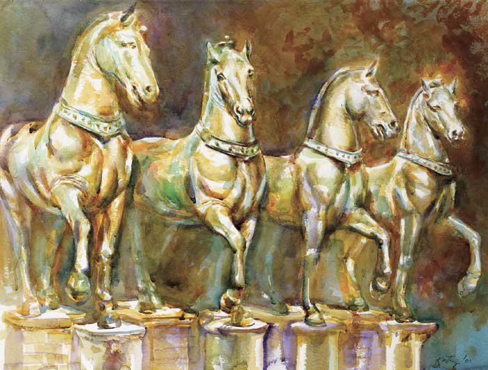 VENETIAN HORSES, 2003 by John Keating sold for 400 at Whyte's Auctions
