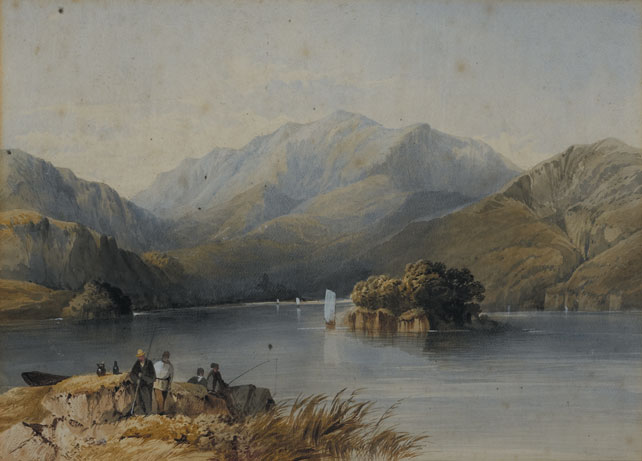MACGILLICUDDY REEKS, UPPER LAKE, KILLARNEY, 1866 by John Berney Ladbrooke sold for 400 at Whyte's Auctions