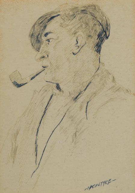 MAN WITH PIPE, 1941 by James MacIntyre sold for 260 at Whyte's Auctions