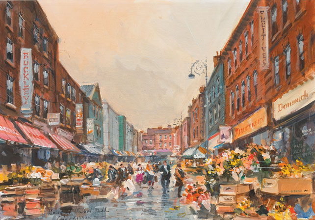 MOORE STREET MARKET, DUBLIN by Colin Gibson sold for 750 at Whyte's Auctions