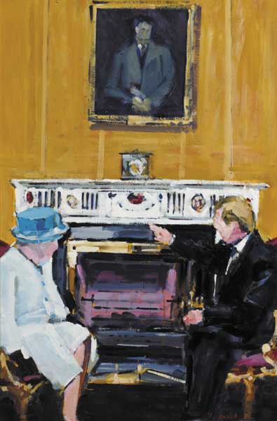 THE QUEEN AND AN TAOISEACH ENDA KENNY AT GOVERNMENT BUILDINGS by Michael Hanrahan sold for 3,400 at Whyte's Auctions