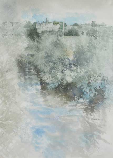 CREEVELEA ABBEY FROM THE RIVER BONET DROMAHAIR, COUNTY LEITRIM, 1983 by Terence P. Flanagan sold for 2,400 at Whyte's Auctions