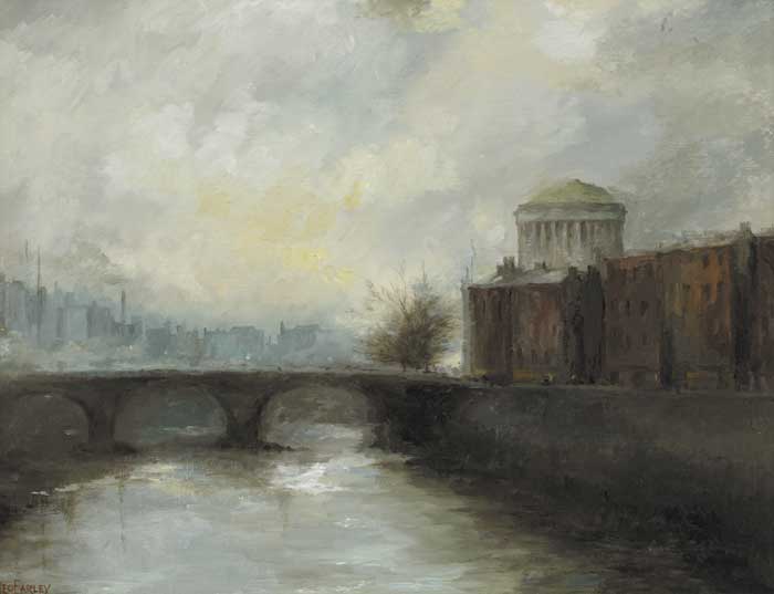 VIEW OF THE FOUR COURTS, DUBLIN by Leo Earley sold for 1,400 at Whyte's Auctions