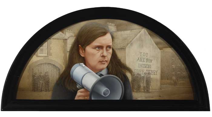 BATTLE OF THE BOGSIDE, PORTRAIT OF BERNADETTE DEVLIN, 1999 by Robert Ballagh sold for 8,000 at Whyte's Auctions