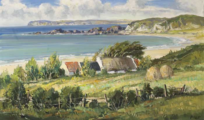 RATHLIN ISLAND, WHITE PARK BAY, ANTRIM COAST by Rowland Hill ARUA (1915-1979) at Whyte's Auctions