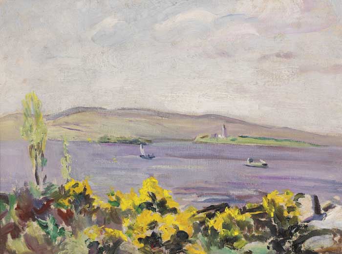 HOLY ISLAND FROM MOUNTSHANNON HOUSE, COUNTY CLARE, 1947 by Eva Henrietta Hamilton sold for 850 at Whyte's Auctions